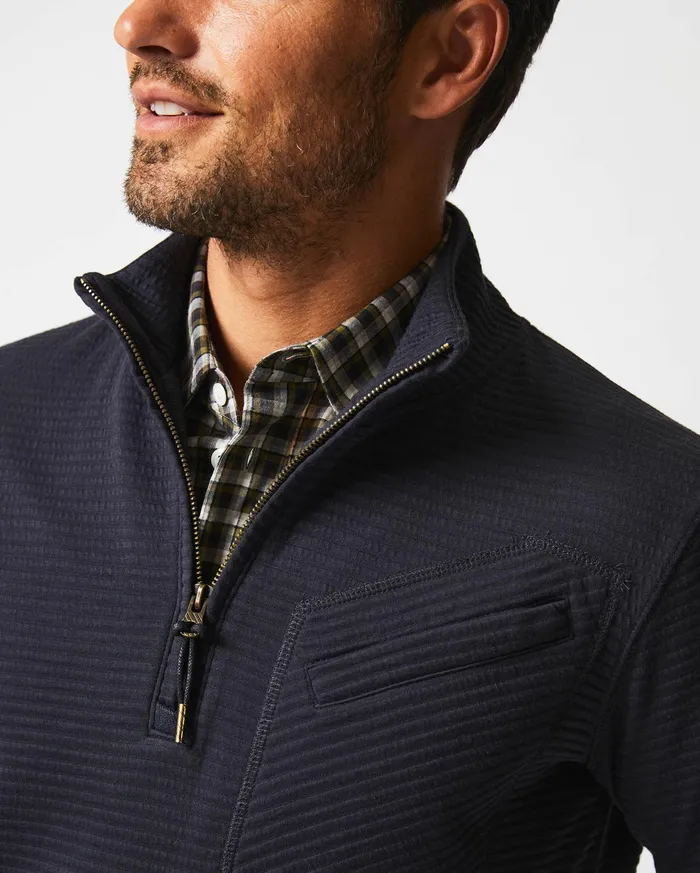 Men Sweaters and Sweatshirts Billy Reid Quilted Half Zip Dark Navy
