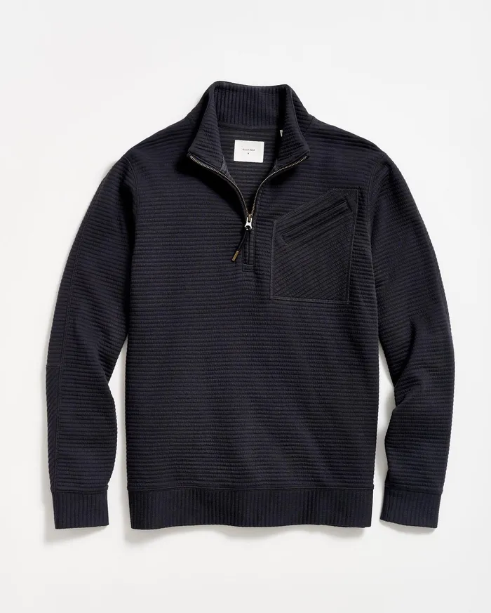 Men Sweaters and Sweatshirts Billy Reid Quilted Half Zip Dark Navy