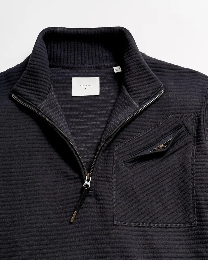 Men Sweaters and Sweatshirts Billy Reid Quilted Half Zip Dark Navy