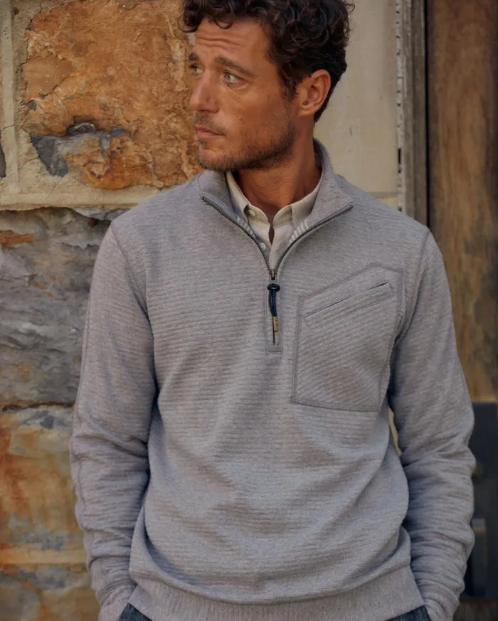Men Sweaters and Sweatshirts Billy Reid Quilted Half Zip Medium Grey