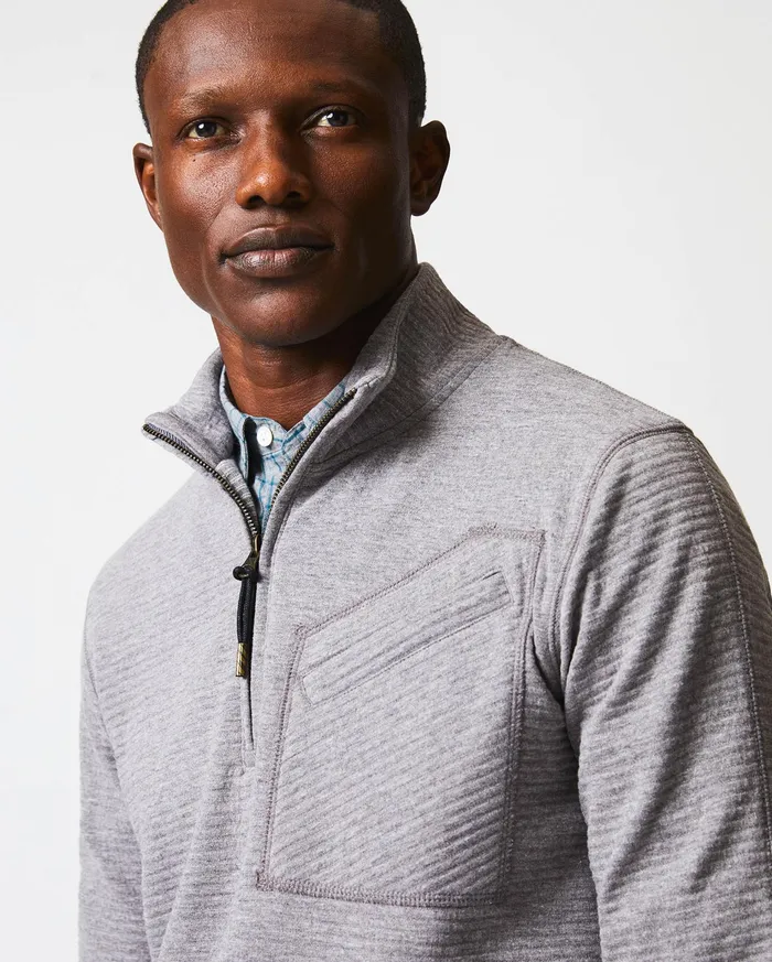 Men Sweaters and Sweatshirts Billy Reid Quilted Half Zip Medium Grey