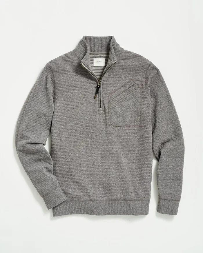 Men Sweaters and Sweatshirts Billy Reid Quilted Half Zip Medium Grey