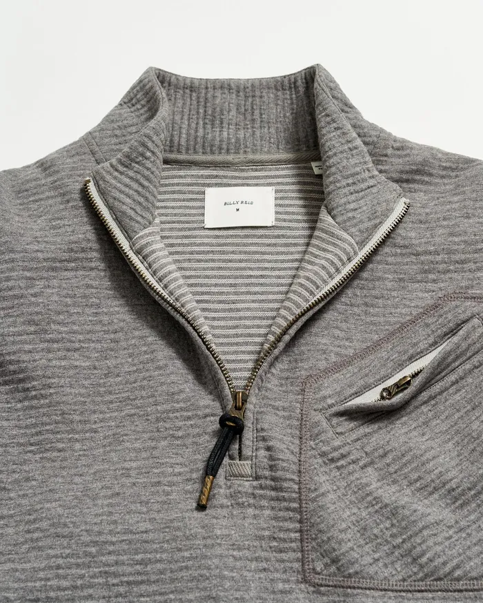 Men Sweaters and Sweatshirts Billy Reid Quilted Half Zip Medium Grey