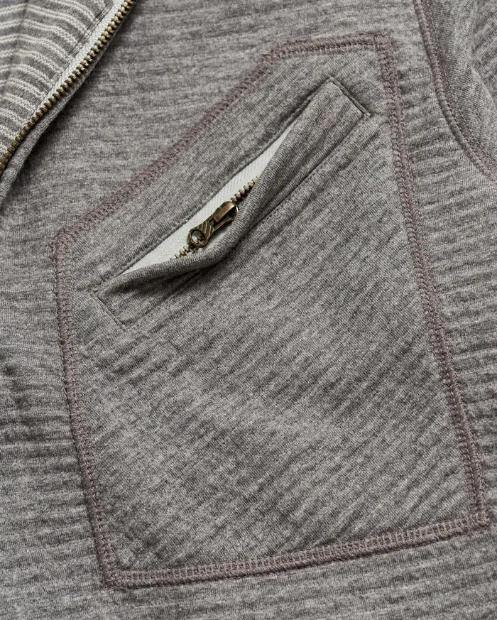 Men Sweaters and Sweatshirts Billy Reid Quilted Half Zip Medium Grey