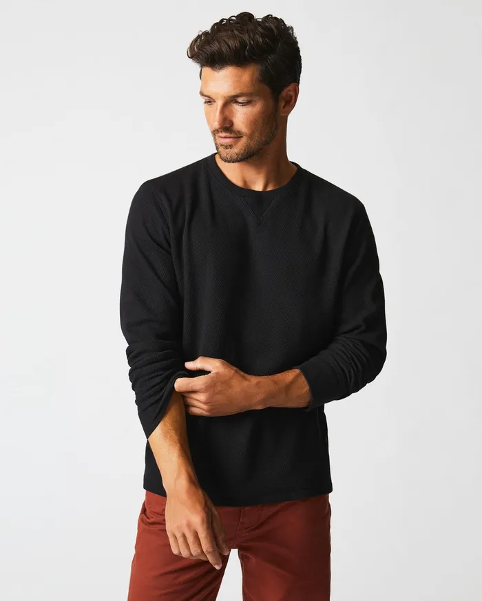 Men Sweaters and Sweatshirts Billy Reid Thermal LS Crew Black