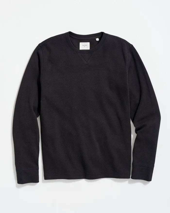 Men Sweaters and Sweatshirts Billy Reid Thermal LS Crew Black