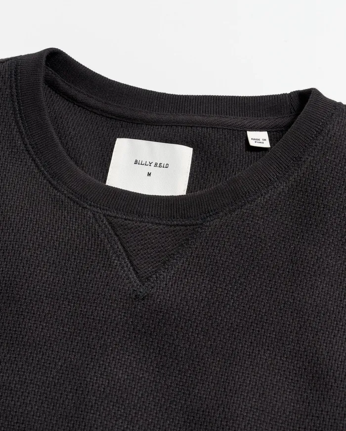Men Sweaters and Sweatshirts Billy Reid Thermal LS Crew Black