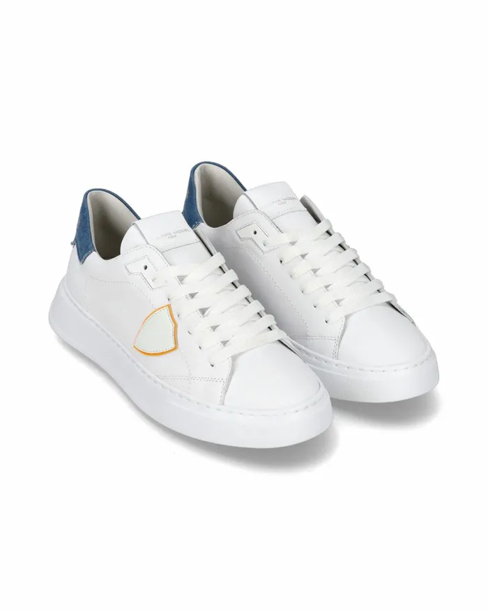 Men Temple Sneakers WhiteBlue Casual Shoes Philippe Model Paris Casual