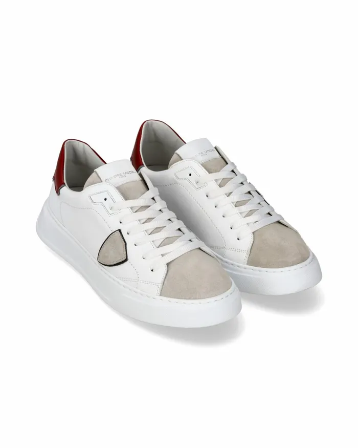 Men Temple Sneakers WhiteRed Shoes Philippe Model Paris Casual
