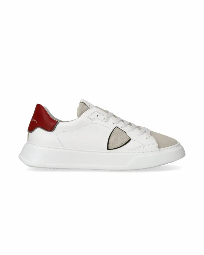 Men Temple Sneakers WhiteRed Shoes Philippe Model Paris Casual