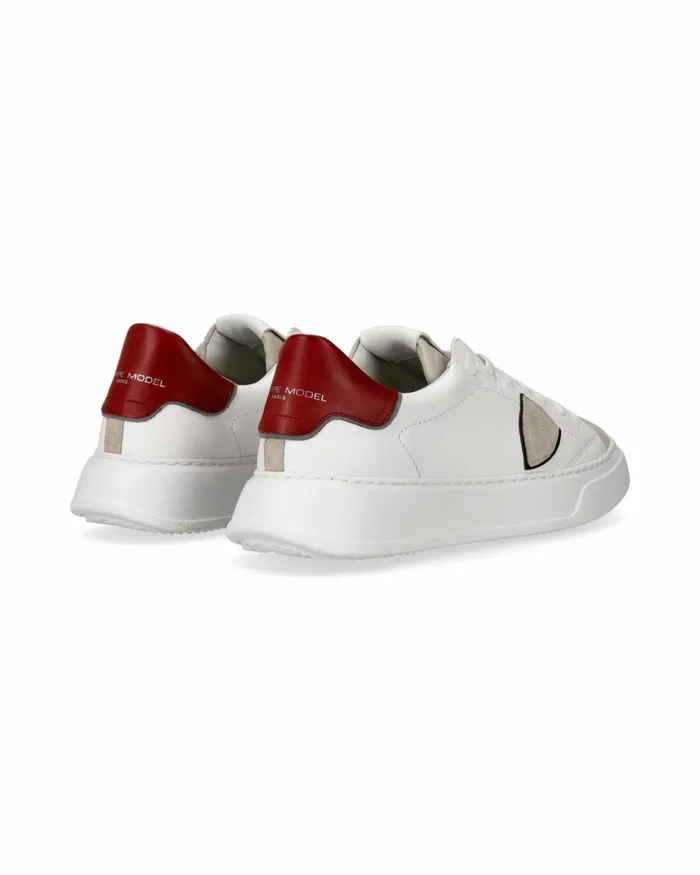 Men Temple Sneakers WhiteRed Shoes Philippe Model Paris Casual