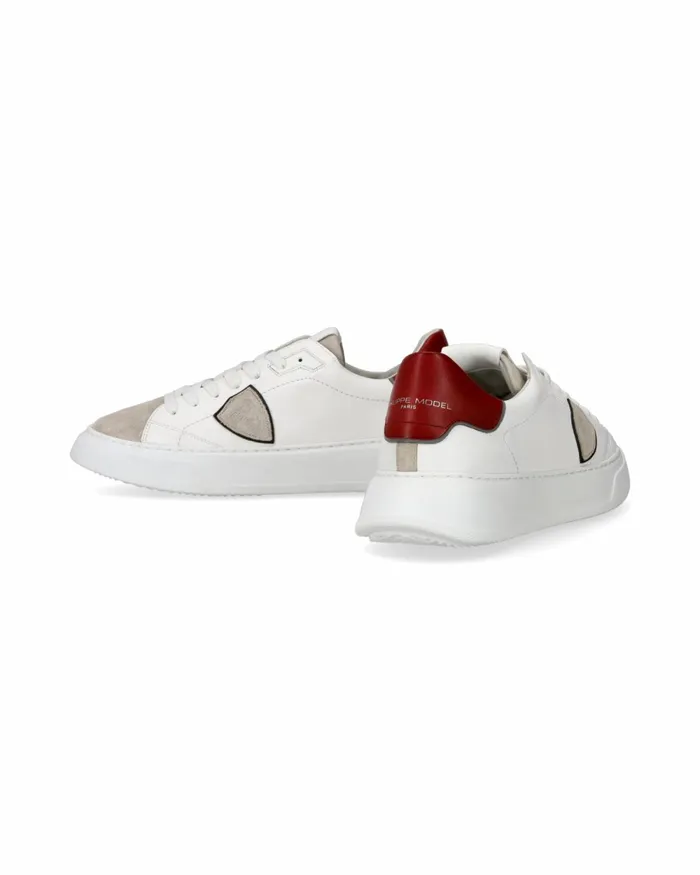 Men Temple Sneakers WhiteRed Shoes Philippe Model Paris Casual