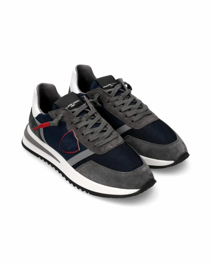 Men Tropez 21 Sneakers GrayBlue Shoes Philippe Model Paris Running