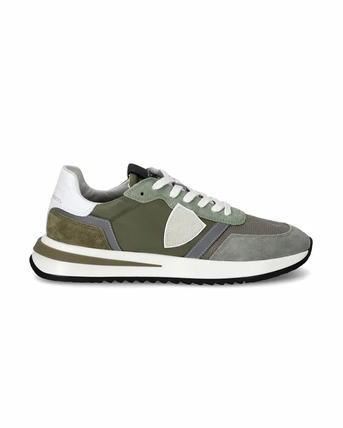 Men Tropez 21 Sneakers Green And Gray Shoes Philippe Model Paris Casual
