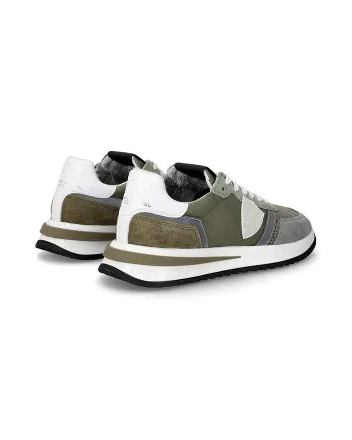 Men Tropez 21 Sneakers Green And Gray Shoes Philippe Model Paris Casual