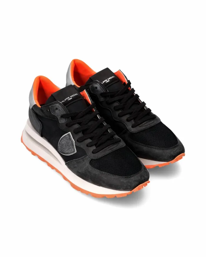 Men Tropez Haute Sneakers BlackOrange Shoes Philippe Model Paris Casual