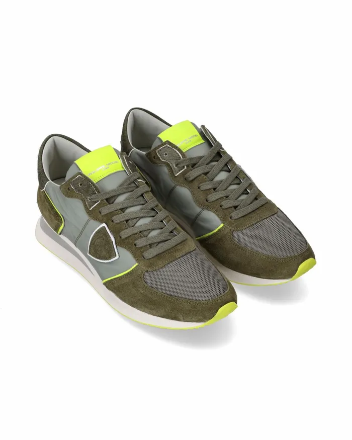 Men Trpx Sneakers Khaki GreenYellow Shoes Philippe Model Paris Casual