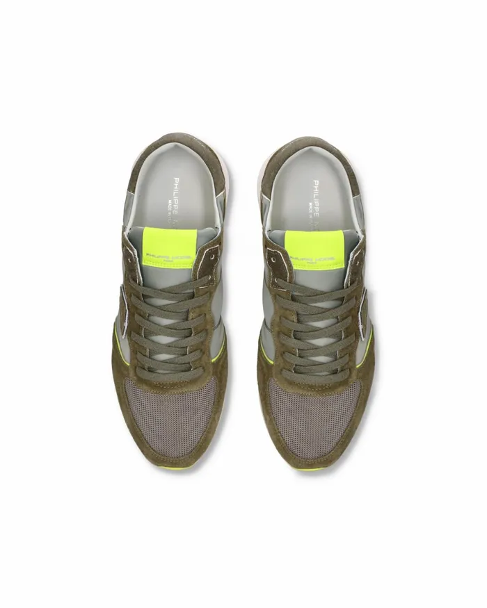 Men Trpx Sneakers Khaki GreenYellow Shoes Philippe Model Paris Casual
