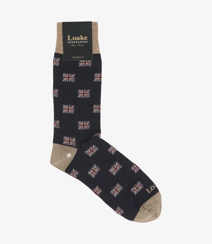 Men Union Jack Socks Navy Loake Socks