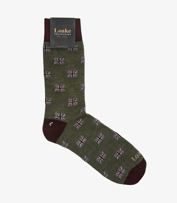 Men Union Jack Socks Olive Loake Socks