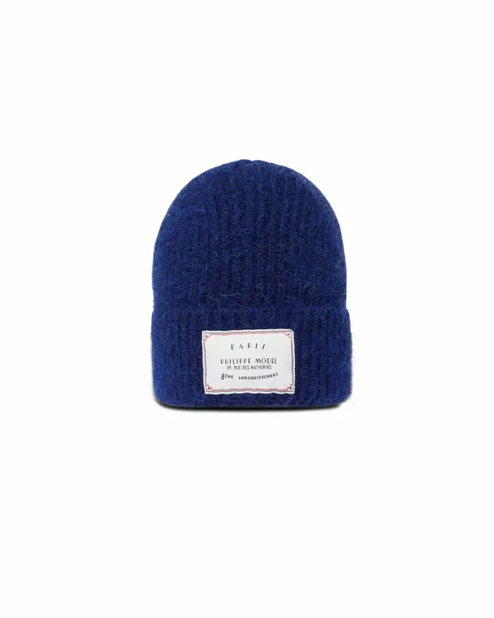 MenWomen Blue Mohair Beanie Unisex Paris Philippe Model Paris Hats