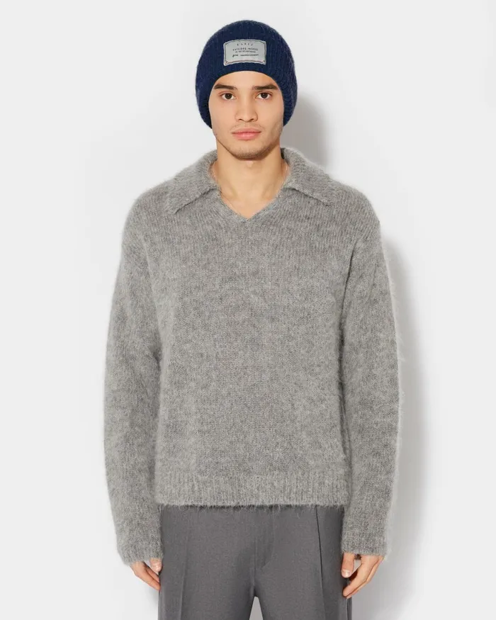 MenWomen Blue Mohair Beanie Unisex Paris Philippe Model Paris Hats