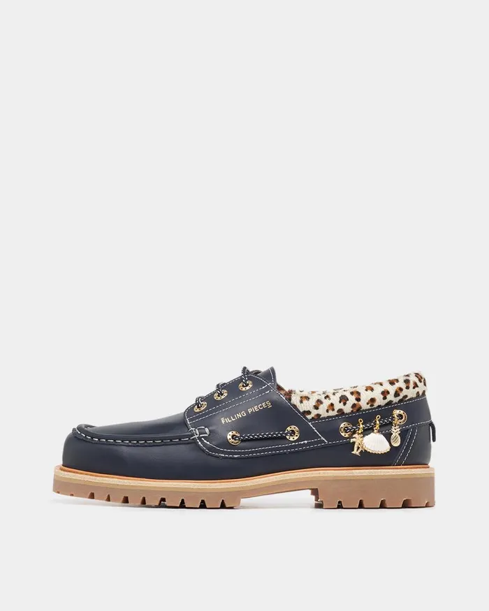 MenWomen Filling Pieces Loafers and Dress Shoes FP Boatshoe Mix Black
