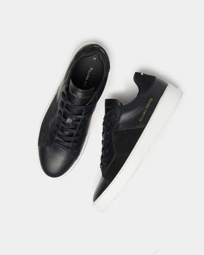 MenWomen Filling Pieces Sneakers Court Ripple Suede Mix Black