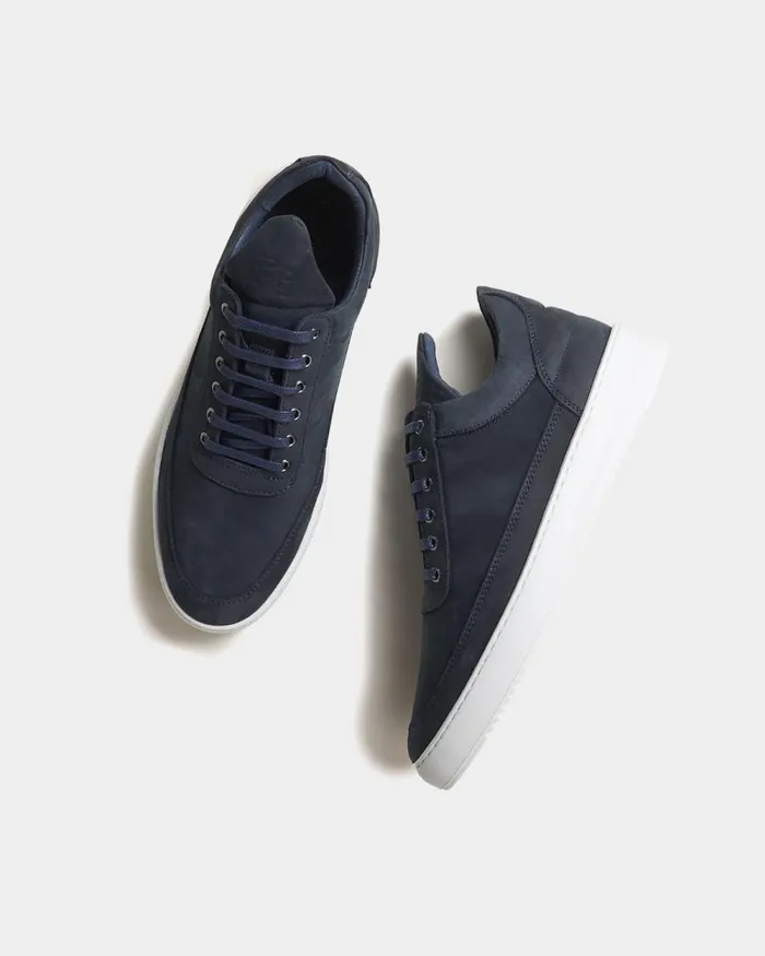 MenWomen Filling Pieces Sneakers Low Top Ripple Nubuck Deep Blue Navy