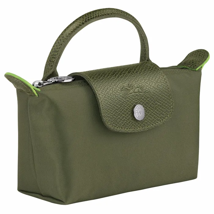 MenWomen Le Pliage Green Pouch With Handle Forest Longchamp Pouches and Cases