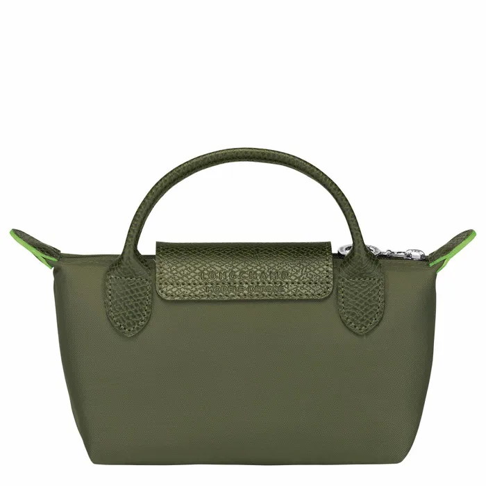 MenWomen Le Pliage Green Pouch With Handle Forest Longchamp Pouches and Cases