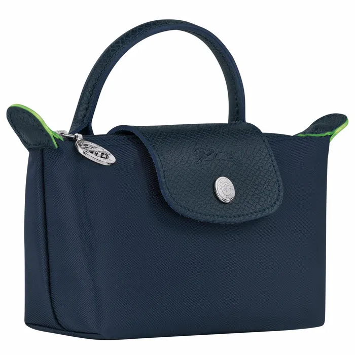 MenWomen Le Pliage Green Pouch With Handle Navy Longchamp Pouches and Cases