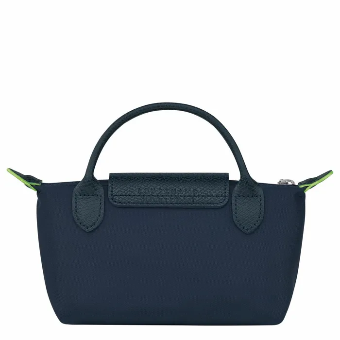 MenWomen Le Pliage Green Pouch With Handle Navy Longchamp Pouches and Cases