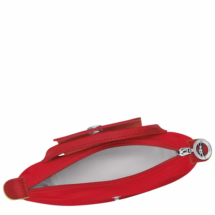 MenWomen Le Pliage Green Pouch With Handle Tomato Longchamp Pouches and Cases