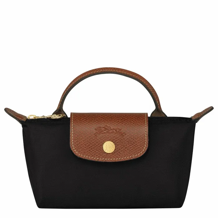 MenWomen Le Pliage Original Pouch With Handle Black Longchamp Pouches and Cases