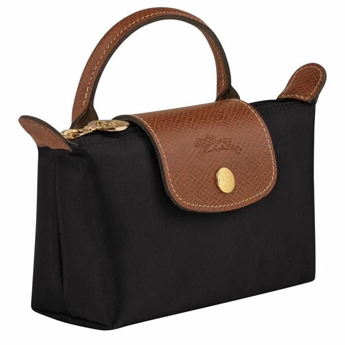 MenWomen Le Pliage Original Pouch With Handle Black Longchamp Pouches and Cases