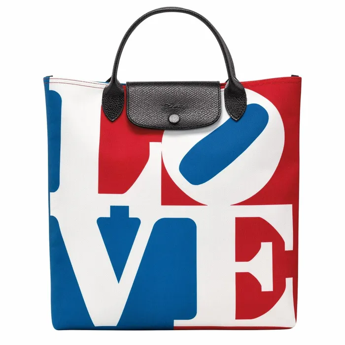 MenWomen Longchamp X Robert Indiana L Handbag White Longchamp Handbags