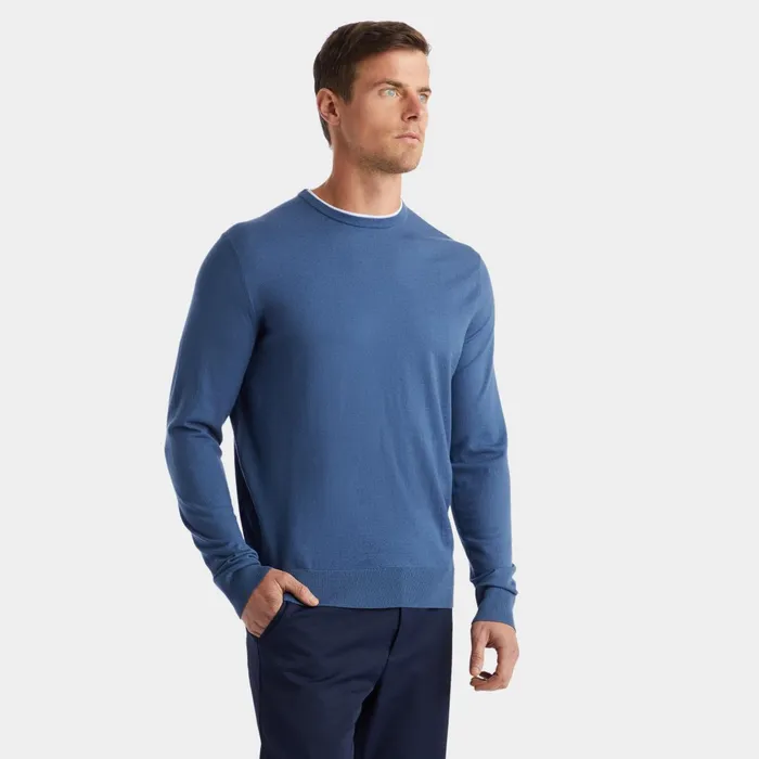 Merino Wool Blend Crewneck Sweater Slate Men GFORE Tops