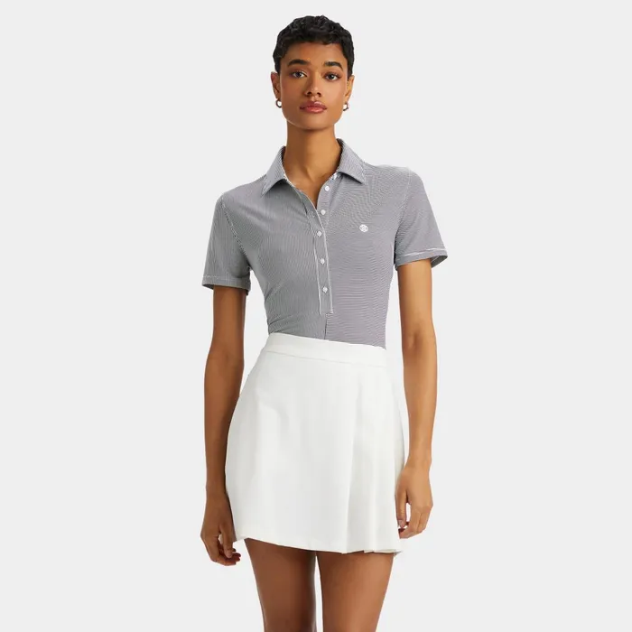 Mixed Feeder Stripe Tech Jersey Polo Twilight Women GFORE Tops
