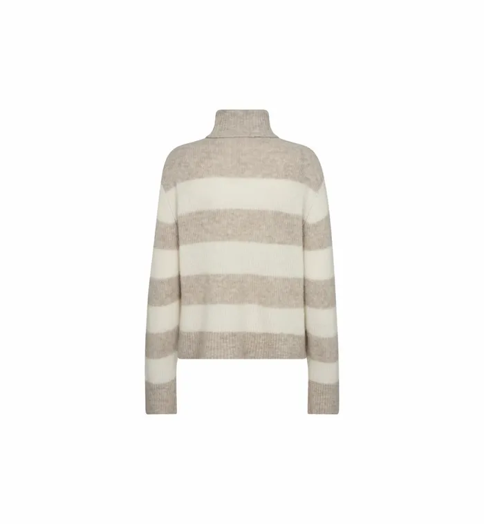 MOS MOSH MMAidy Thora Stripe Rollneck Knit Feather Gray Women Knits MOS MOSH MMAidy Thora Stripe Rollneck Knit Feather Gray Women Knits