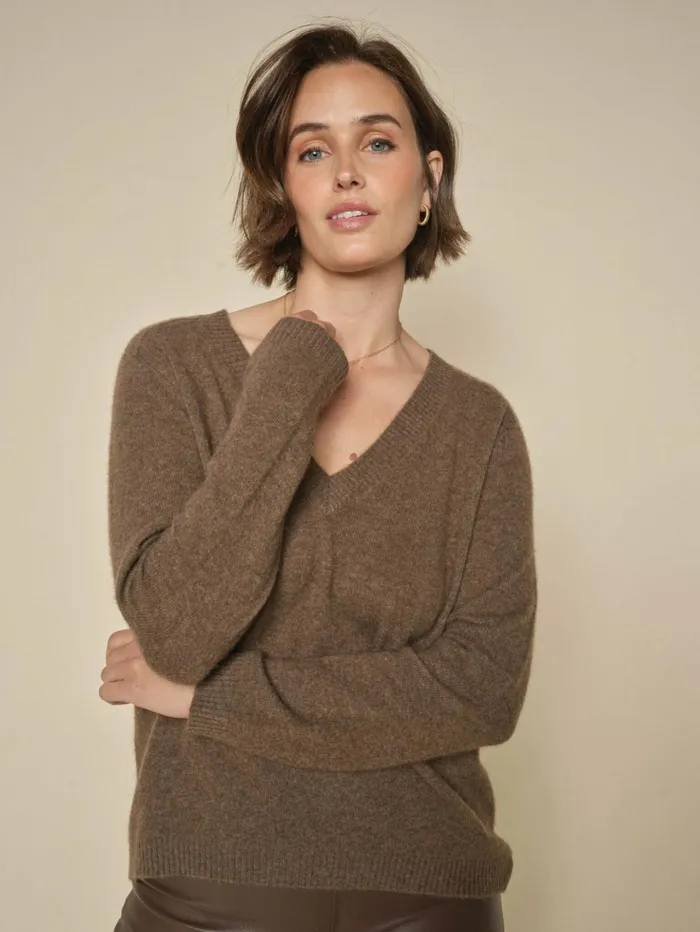 MOS MOSH MMArlie Cashmere VNeck Knit Rain Drum Women Knits