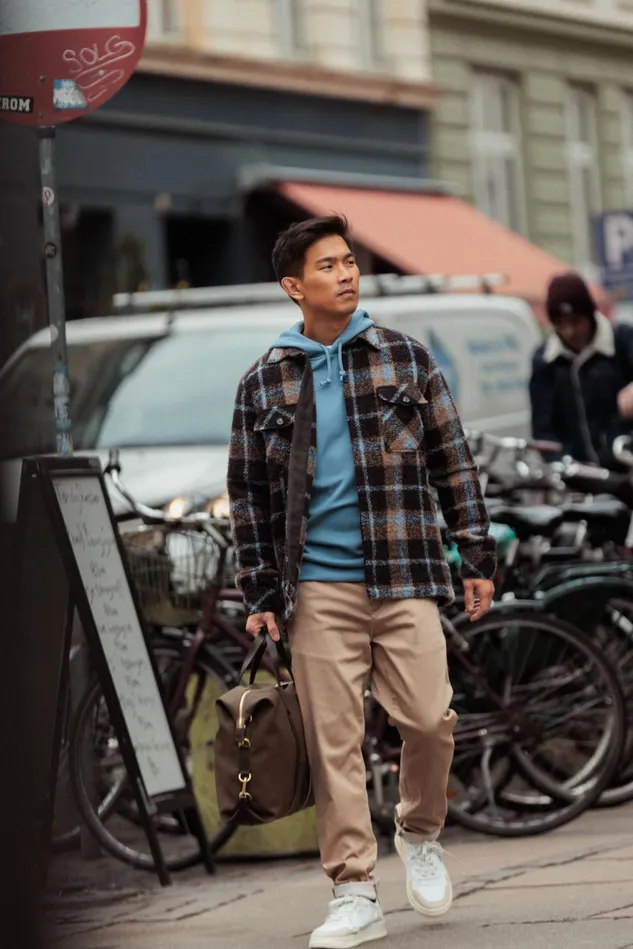 MOS MOSH MMGBlake Alfa Overshirt Brown Latte Check Men Overshirts MOS MOSH MMGBlake Alfa Overshirt Brown Latte Check Men Overshirts