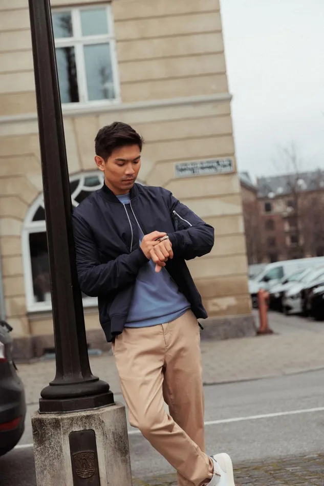 MOS MOSH MMGCain Bomber Jacket Navy Men Jackets MOS MOSH MMGCain Bomber Jacket Navy Men Jackets