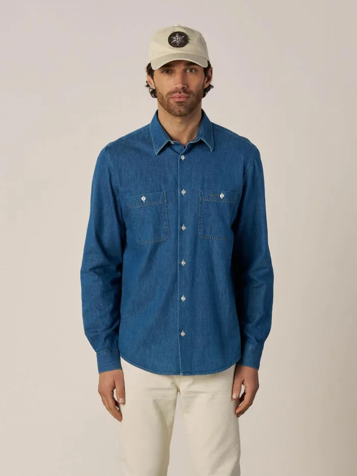 MOS MOSH MMGGibson Spring Denim Shirt Blue Denim Men Shirts