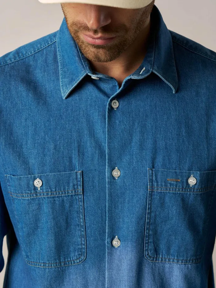 MOS MOSH MMGGibson Spring Denim Shirt Blue Denim Men Shirts MOS MOSH MMGGibson Spring Denim Shirt Blue Denim Men Shirts