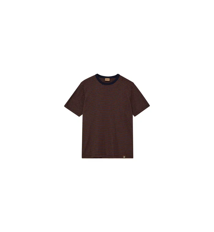 MOS MOSH MMGHali Stripe Knit Tee Indigo Blue Stripe Men Tees MOS MOSH MMGHali Stripe Knit Tee Indigo Blue Stripe Men Tees