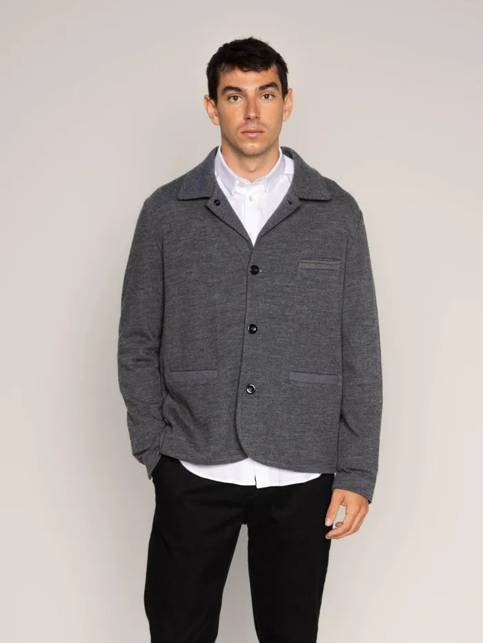 MOS MOSH MMGJenson Knit Jacket Charcoal Melange Men Jackets MOS MOSH MMGJenson Knit Jacket Charcoal Melange Men Jackets
