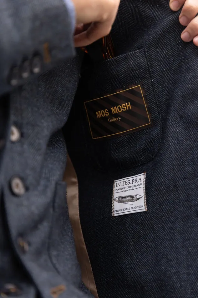 MOS MOSH MMGMason Herringbone Blazer Indigo Blue Men Blazers MOS MOSH MMGMason Herringbone Blazer Indigo Blue Men Blazers