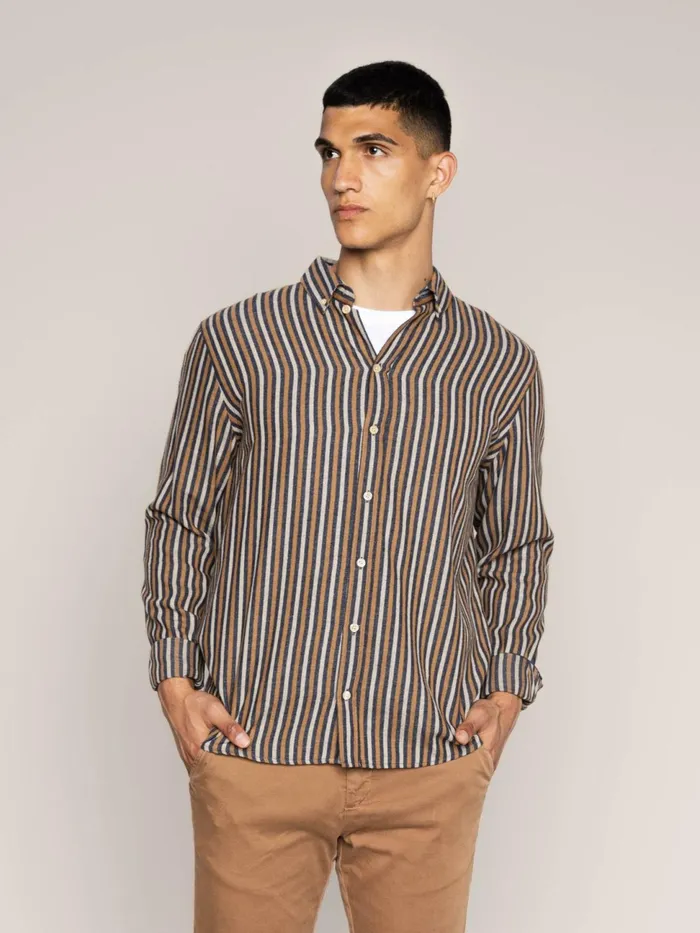 MOS MOSH MMGTheo Stripe Shirt Navy Stripe Men Shirts