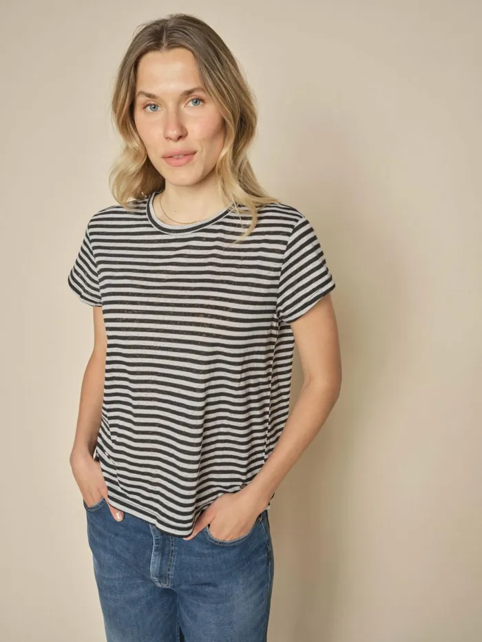 MOS MOSH MMNan OSS Stripe Tee Micro Chip Women Tees